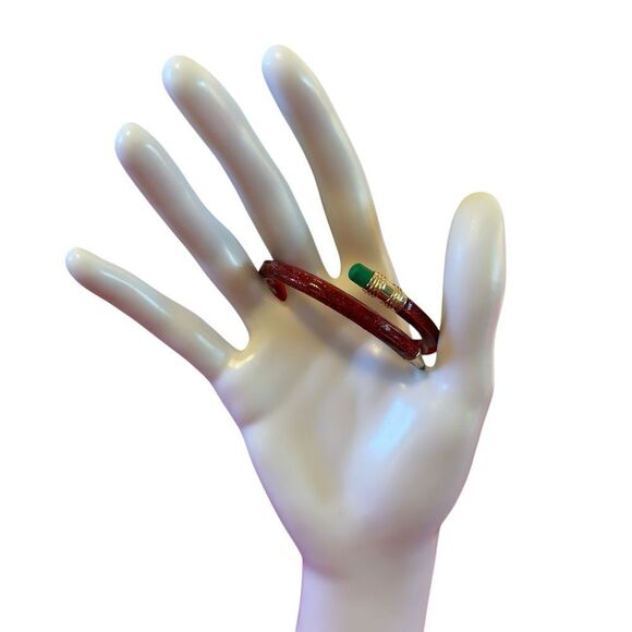 Betsey Johnson Sparkly Red & Green Pencil Hinged Bracelet. Adorable! - Picture 2 of 10